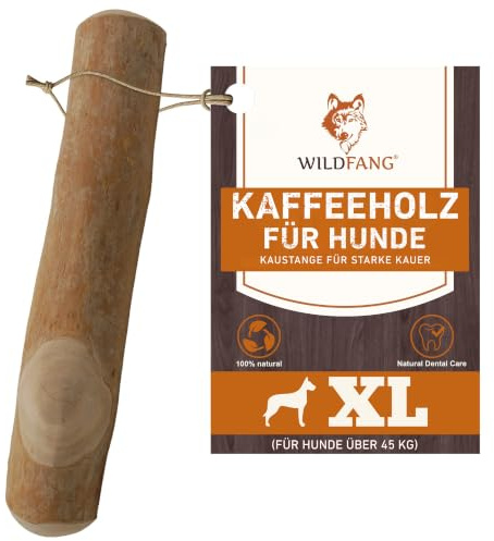 Wildfang® | Tuggrot Av Kaffeträ för Hundar - 3 i 1 Tuggleksak - Tandvård & Tuggmuskelträning - Naturligt Tuggved (XL - för Hundar Över 45 kg)