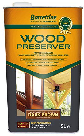 2 x 5L Wood Preserver Dark Brown Barrettine PREMIER Wood Preserver stain treatment protection exterior