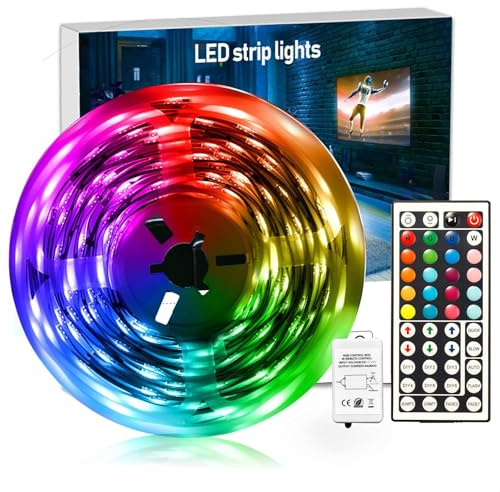 DAYBETTER Led Strip Lights 32.8 ft RGB Color Changing Lights Strip for Bedroom, Desk, Home Decoration, with Remote and Power Supply