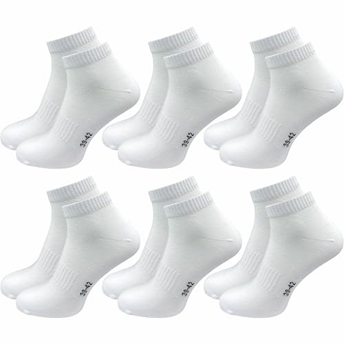 GAWILO Sportsocken ohne Naht (6 Paar) | Kurze Socken für Damen und Herren | Dank Rippschaft kein Verrutschen und kein Faltenwurf (35-38, weiß)