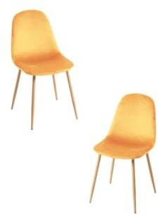 Regalos Miguel - Packs Sillas Comedor - Pack 2 Sillas Teok Terciopelo - Amarillo