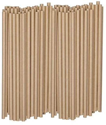 Lot de 50 pailles en papier biodégradables marron et jetables