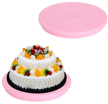 2 pezzi torta piatto rotante, 5,5 pollici Mini torta di plastica supporto girevole per torta Popping biscotti torta decorazione e presentare rosa