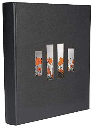 Exacompta - Réf. 16075E - Album photos livre MILANO - 300 photos - 60 pages noires - format 29 x 32 cm - couverture en papier noir effet textile - fenêtre de personnalisation - certifié FSC