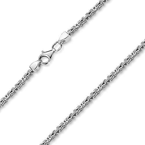 MATERIA by Matthias Wagner Collana a maglia bizantina in argento 925, per uomo e donna, 2,5 mm, quadrata, Argento sterling, Diamante