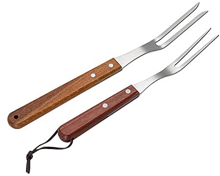 IMEEA Fourchettes à Barbecue, Manche en Bois, Acier Inoxydable, Set de 2 Pièces