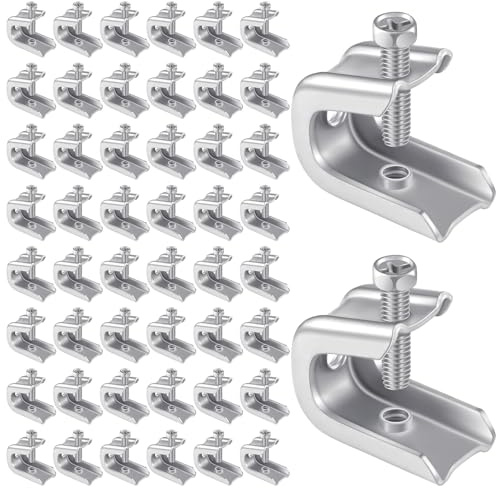 Hicarer 50 Pcs 1/4 x 20 Beam Clamp Steel Screw in Hooks for Flanges Strong Threaded Rod Wire Ring with Harden Point Screws