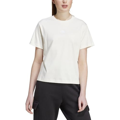 adidas Damen Signature Graphic Print T-Shirt, Off White, L