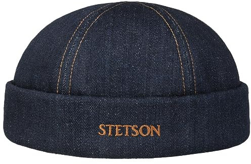 Stetson Berretto Docker Contrast Stitch Denim Uomo - Made in The EU Skull cap Calotta con Risvolto, Docker, Estate Primavera/Estate - XL (60-61 cm) Denim