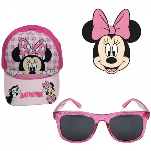 ILS I LOVE SHOPPING Set Cappello e Occhiali da Sole Bambino Kit Berretto Baseball Protezione UV con Visiera per Bambini Regolabile Regali per Ragazzi (Minnie Mouse)