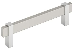 Amerock Mulino 5-1/16 inch (128mm) Center-to-Center Satin Nickel/Polished Chrome Cabinet Pull, BP36724G1026