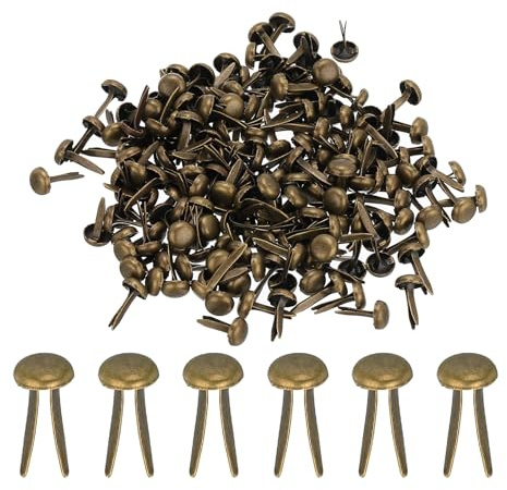 PATIKIL 200 Piezas Pasadores de Latón de Papel Pasadores Divididos Mini Brads Redondos de Cabeza Plateada para Manualidades Scrapbooking Bronce 4.5 x 8 mm