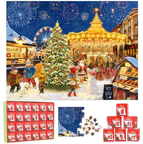 Dreamtop Christmas Jigsaw Advent Calendar 2025, 24 Boxes 1008 Pieces Christmas advent calendar puzzle for Adult Countdown Calendars Gift Decorations for Women Men