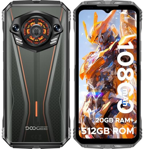DOOGEE S Punk Pro Outdoor Handy 20GB+512GB/2TB, 128dB Lautsprecher,10800mAh/33W Outdoor Smartphone Ohne Vertrag Android 14, 6.6'' FHD+ baustellenhandy mit LED Lichteffekt 50MP+16MP/Dual SIM/NFC/OTG