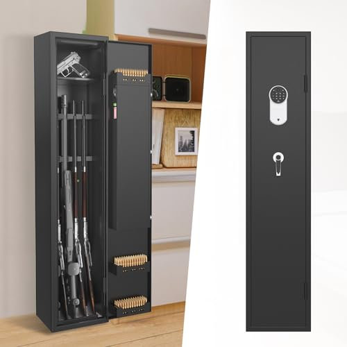 LARS360 Waffenschrank Munitionsschrank Langwaffenschrank Waffentresor max 5 Langwaffen Waffenkoffer inkl. Zahlenschlos, 2 Schlüssel und Befestigungsmaterial