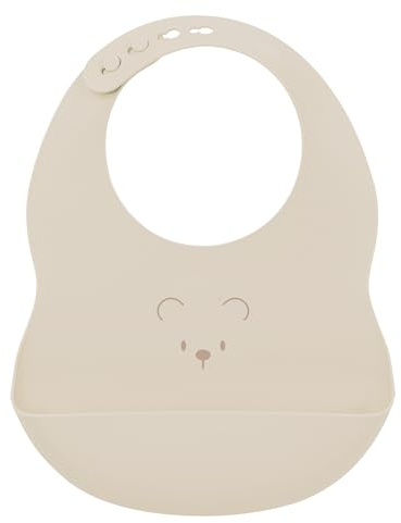 Nattou Babero de Silicona con Bandeja, Ajustable en tamaño, Sin BPA, Aprox. 20 x 27 cm, Silicone, Arcilla