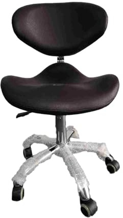 Sadelpall Med Hjul, Snurrpall I PU-läder, Kontorsstol Med Hydraulisk Lyft, For Frisörklinik Och Hemmakontor, Bärvikt 180 Kg(Black)