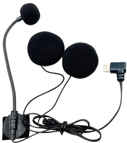 DzpKrka Cuffie per casco | Microfono per motocicletta - Microfono impermeabile semi-aperto con riduzione del rumore e connettore di tipo C per riunioni, esterni, podcast e trasmissioni alte