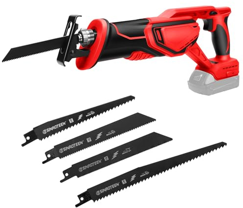 Roadtime Akku Säbelsäge mit 4 Sägeblättern für Milwaukee 18V Akku(Ohne Akkus),Reciprosäge Bürstenlos Motor,variable Geschwindigkeit 0-4000 SPM,Sägeblattwechsel Universalsäge für PVC,Holz,Metall,DIY