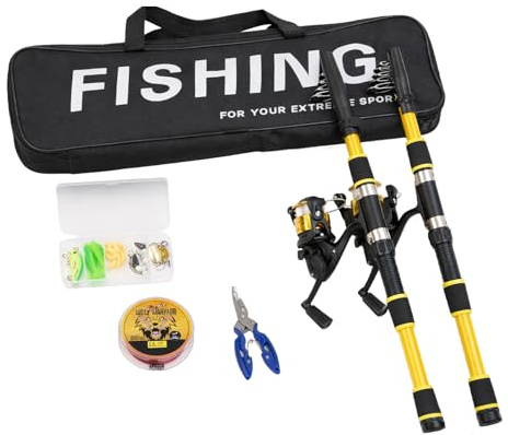 2-Pack Fishing Rod and Reel Combo Set, Telescopic Fishing Kit with Full Tackle Accessories, Portable Travel Gear for Freshwater & Saltwater