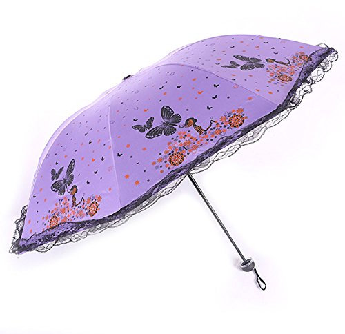 MaibarParapluies pliants Ombrelle Compact Protection contre le vent Parapluie de voyage Protection UV Résistant à l'eau Parasols (D-Violet)