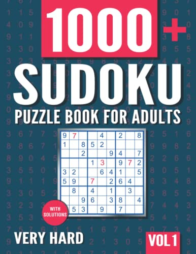 Sudoku Puzzle Book for Adults: 1000+ Very Hard Sudoku Puzzles with Solutions - Vol. 1
