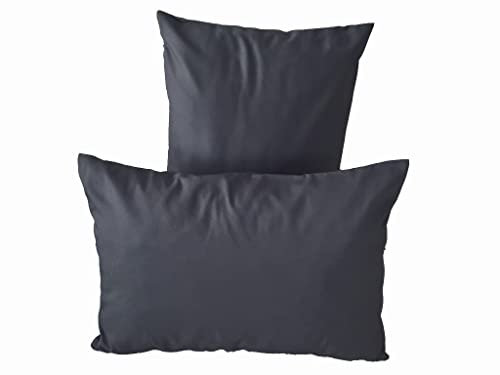Lemos Home Kissenbezug Kissenhülle Dekokissen 2 Stück aus 100% Baumwolle Kollektion Konzept, Farbe & Größe wählbar (Kissenhülle 2er Set - 50x30cm, Basaltgrau)