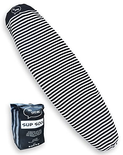 Ho Stevie! SUP Sock Cover - Stretchy Protective Bag for Stand Up Paddle Boards [CHOOSE SIZE & COLOR] (Black/White, 10'0)