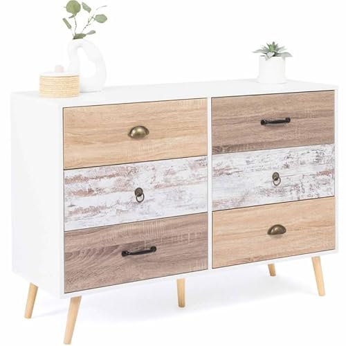 IDMarket - Commode 6 tiroirs Bahia 115 cm scandinave
