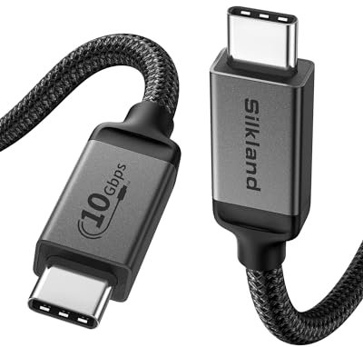 Silkland USB C Datenkabel 5M, 10Gbps Datensynchronisation, 5K@60Hz 4K@60Hz, 100W 20V/5A PD3.0 Ladekabel USB C, kompatibel mit Thunderbolt 4/3, MacBook, VR Headset, Galaxy S24 Ultra, Android Auto, SSD
