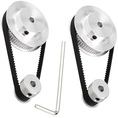 TUZUK 2-teiliges Set GT2 Synchronrad 20 und 80 Zähne, 10 mm Bohrung, Aluminium-Zahnriemenscheibe mit 2 Stück Länge, 250 mm Breite, 6 mm Riemen (20-80T-10B-6)