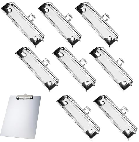 Clips de Montaje en Portapapeles, Clips Portadocumentos, Clip para Portapapeles, 8PCS Clip Portapapeles, Pinza para Portapapeles, con Patas de Goma y Agujero para Colga, para Oficina, Escuela, Carpeta