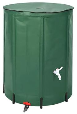 Hmtbet Raccoglitore Acqua Piovana, Serbatoio di Stoccaggio dell'Acqua Pieghevole Portatile da Gronda Pratico, Pieghevole, Facile da Usare per Esterni Campeggio Giardino Barile Pioggia,Verde,750L