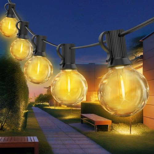 Guirnalda Luces Exterior, 30M G40 Guirnaldas de Luces Exterior con 50+5 LED Bombillas Impermeable, Cadena de Luce Enchufables Guirnaldas Luminosas Decoración para Jardín, Terraza, Patio, Fiesta, 2700K