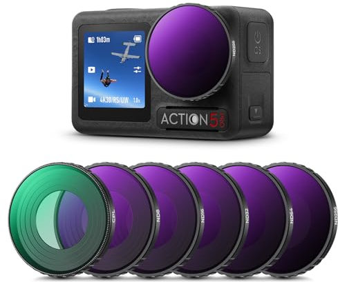K&F Concept ND Filtersets, 6er Pack CPL, ND8, ND16, ND32, ND64, ND256 Filter kompatibel mit DJI Osmo Action 5 PRO/Action 4, Polarisierende Neutral Density HD Glass