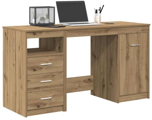 vidaXL Desk with Cabinet Artisan Oak Engineered Wood
