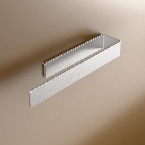 LIEBHEIM Porte-Serviette Salle de Bain - Porte Serviette Mural sans Percage - Support Serviette Salle de Bain - Porte Torchon (Aluminium brossé, 22 cm)