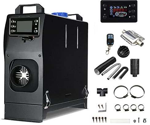 Riscaldatore diesel da 5 kW 24 V, kit riscaldatore da parcheggio diesel portatile per auto con silenziatore, monitor LCD e telecomando per camper, officina, casa, camper, barca, SUV, garage, nero, 1
