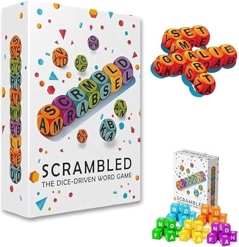 2026 New Scrambled Dice Word Game for 1-5 Players Brain Exercise Party Game, Crossword Dice Games, Fast-Paced Family Board Game, Fun Family Board Games for Parties Travel & Familys Nights