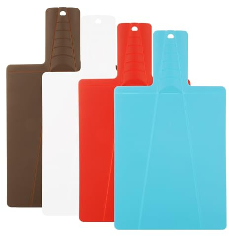 EATHEATY 4 PCS Folding Cutting Board - Plastic Chopping Board for kitchen - Non Slip Easy Grip Handle Food Cutting Boards for Veggies, Fruit(11 inch x 7 inch)