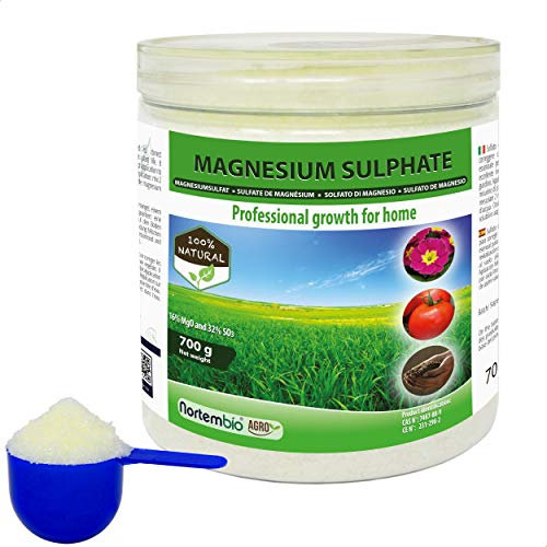 Nortembio Agro Sulfato de Magnesio Natural 700 g. Abono de Uso Universal. Favorece el Crecimiento de Cultivos, Jardines, Plantas de Interior y Exterior.