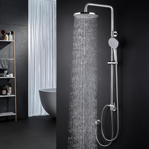 ARCORA Set doccia a pioggia, con soffione e doccetta, 3 funzioni, cromato