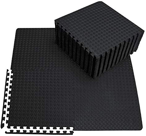 innhom Gym Flooring Gym Mats Exercise Mat for Floor Workout Mat Foam Floor Tiles for Home Gym Equipment Garage, 24 Pieces Black
