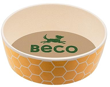 Beco Hundenapf – Futter- und Wassernapf, Bambus, Wabenmuster, groß, 18,5 cm Durchmesser