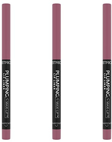 Catrice Plumping Lip Liner, Lip Pencil, läppkonturpenna, masksäker, fläcksäker, med pennvässare, nr 050 Licence To Kiss, nude, matt, vegansk, vattentät, 3-pack (3 x 0,35 g)