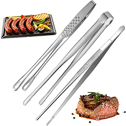 Doerdo Lot de 3 pinces de cuisine professionnelles en acier inoxydable pour la cuisine, la réparation, les aliments de mer et les barbecues