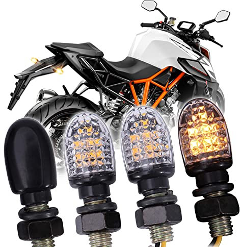 JMTBNO 4Pcs Motorrad Blinker LED E-geprüft 7 LEDs Micro Blinker 12V Universal 2835 SMD Mini Lampe Birne Wasserdicht M8 für Street Bike Cruiser Elektrisch Roller Quad Motocross Off-road