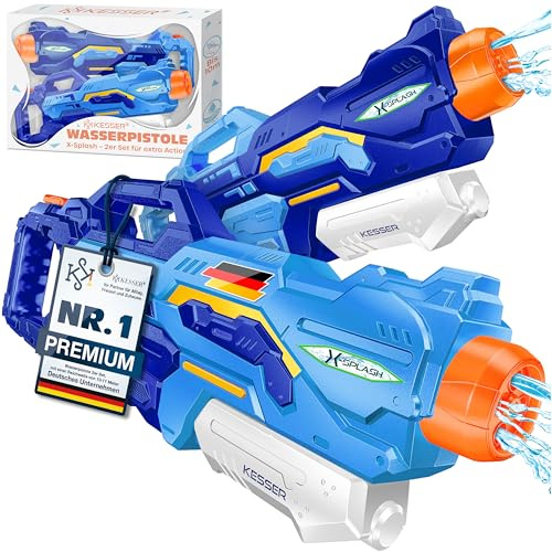 KESSER® Wasserpistole 2er Set Wasserpistolen Spritzpistolen Reichweite 10-11 Meter, Fassungsvermögen 1500ml Wasserspaß Strand Spielzeug im Freien für Kinder und Erwachsene Strandpool