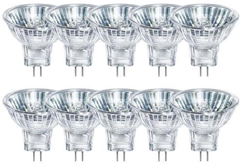 NCC-Licht 10x Halogen Leuchtmittel 12V Reflektor MR11 35mm 35W GU4, warmweißes Licht, 30° Abstrahlwinkel für gerichtetes Licht, stufenlos dimmbar