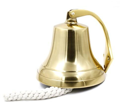 Campana de cena de aluminio hecha a mano Trading Co de 6 pulgadas con acabado de latón, campana náutica para colgar en la pared